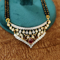 RUBY LOOK CZ STUDDED GOLD PLATED MANGALSUTRA 2