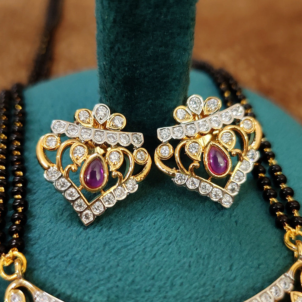 RUBY LOOK CZ STUDDED GOLD PLATED MANGALSUTRA