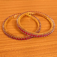 RUBY LOOK GOLD PLATED SINGLE LINE BANGLES 1