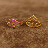 RUBY STONE GOLD PLATED TOE RINGS 1