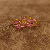 RUBY STONE GOLD PLATED TOE RINGS 2