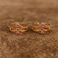RUBY STONE GOLD PLATED TOE RINGS 3