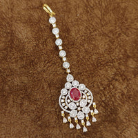 RUBY & CZ DIAMOND LOOK ALIKE WEDDING TIKKA 2