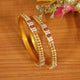 RUBY & CZ STUDDED FINE CRAFTED GOLD LOOK BANGLES