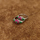 RUBY & EMERALD CZ STUDDED SILVER PLATED TOE RINGS