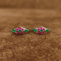 RUBY & EMERALD CZ STUDDED SILVER PLATED TOE RINGS 2