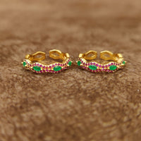 RUBY & EMERALD GOLD PLATED CZ TOE RINGS 2