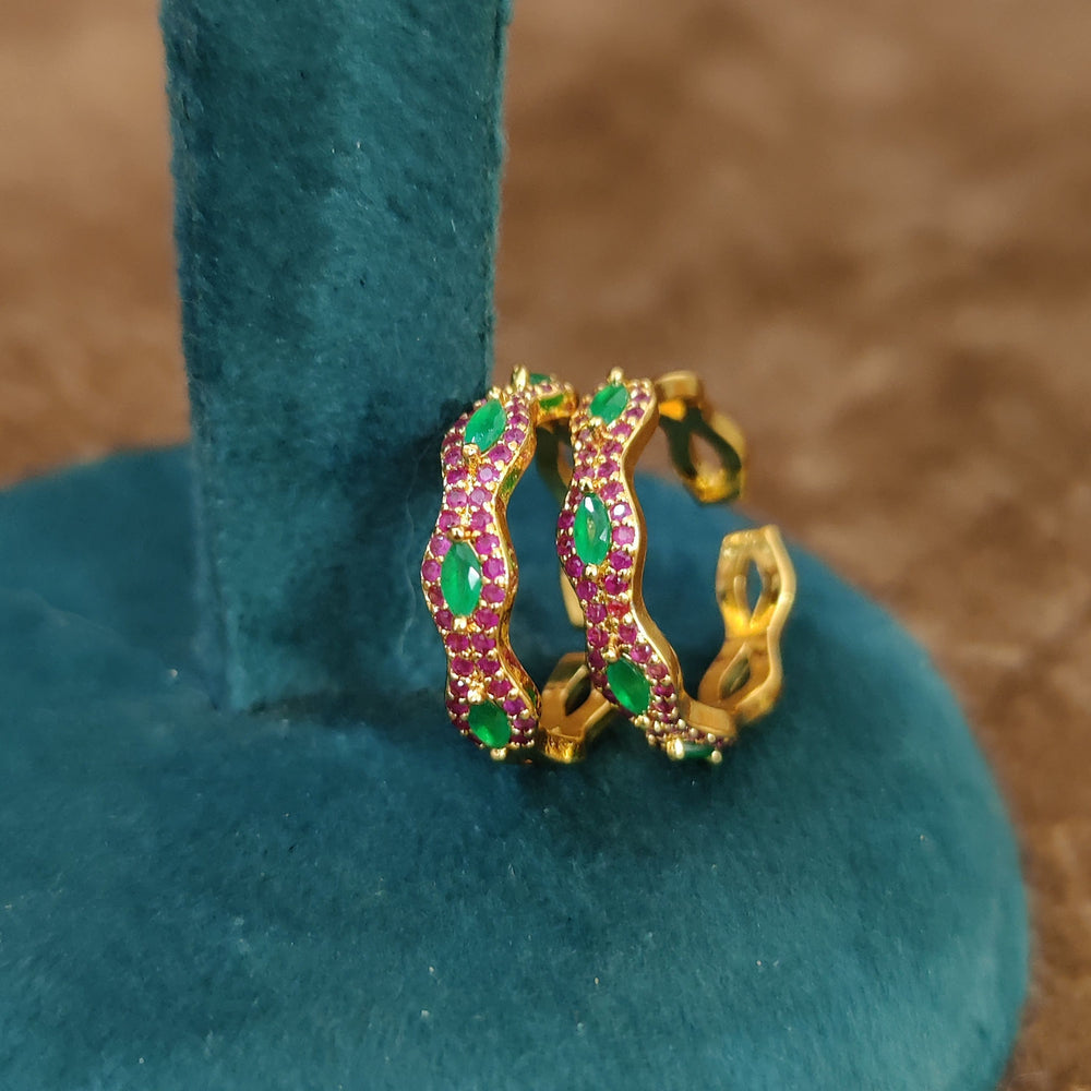 RUBY & EMERALD GOLD PLATED CZ TOE RINGS