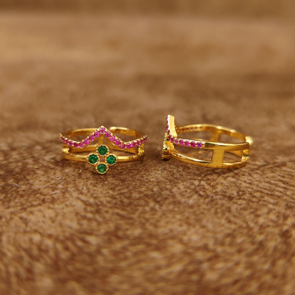 RUBY & EMERALD GOLD PLATED TOE RINGS