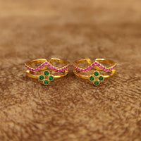 RUBY & EMERALD GOLD PLATED TOE RINGS 3