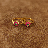 RUBY & EMERALD LOOK GOLD PLATED TOE RINGS 1