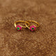 RUBY & EMERALD LOOK GOLD PLATED TOE RINGS