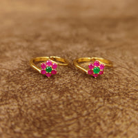 RUBY & EMERALD LOOK GOLD PLATED TOE RINGS 2