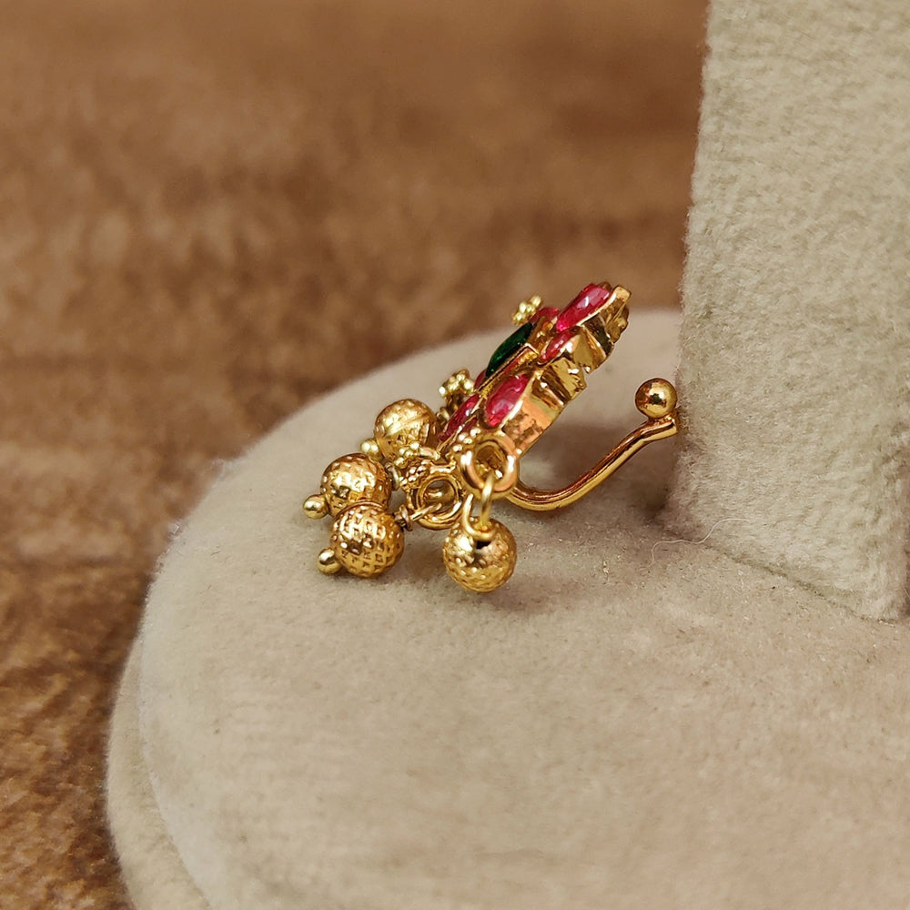 RUBY & EMERALD LOOK KEMP STONE PREMIUM NOSE PIN