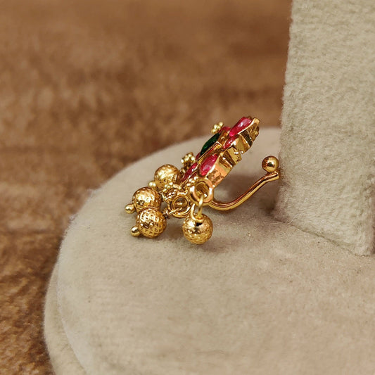 RUBY & EMERALD LOOK KEMP STONE PREMIUM NOSE PIN