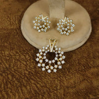 Radiant CZ floral Halo Pendant Set 4