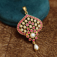 Rani Pink Pearl Jaal Pendant Set 2
