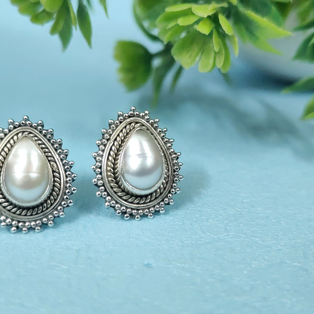 Real Pearl Glow 92.5 Sterling Silver Stud Earrings