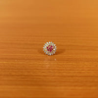Red & White Gold Plated Nose Pin 2