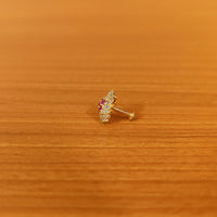 Red & White Gold Plated Nose Pin 1