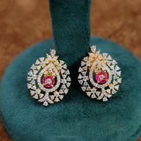 Royal Pink Zircon Floral Halo Pendant Set 2