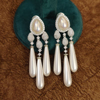 SILVER PLATED DESIGNER DANGLING PEARLS PENDANT SET 3