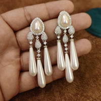SILVER PLATED DESIGNER DANGLING PEARLS PENDANT SET 2