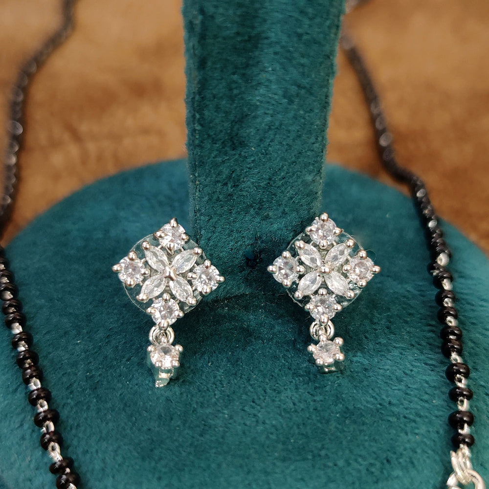SILVER PLATED DIAMOND LOOK CZ MANGALSUTRA