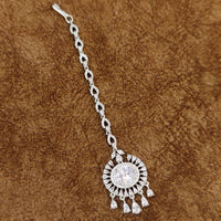 SILVER PLATED DIAMOND LOOK WEDDING MAANG TIKKA 2