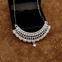 SILVER PLATED DIAMOND PATTERN MANGALSUTRA SET 2