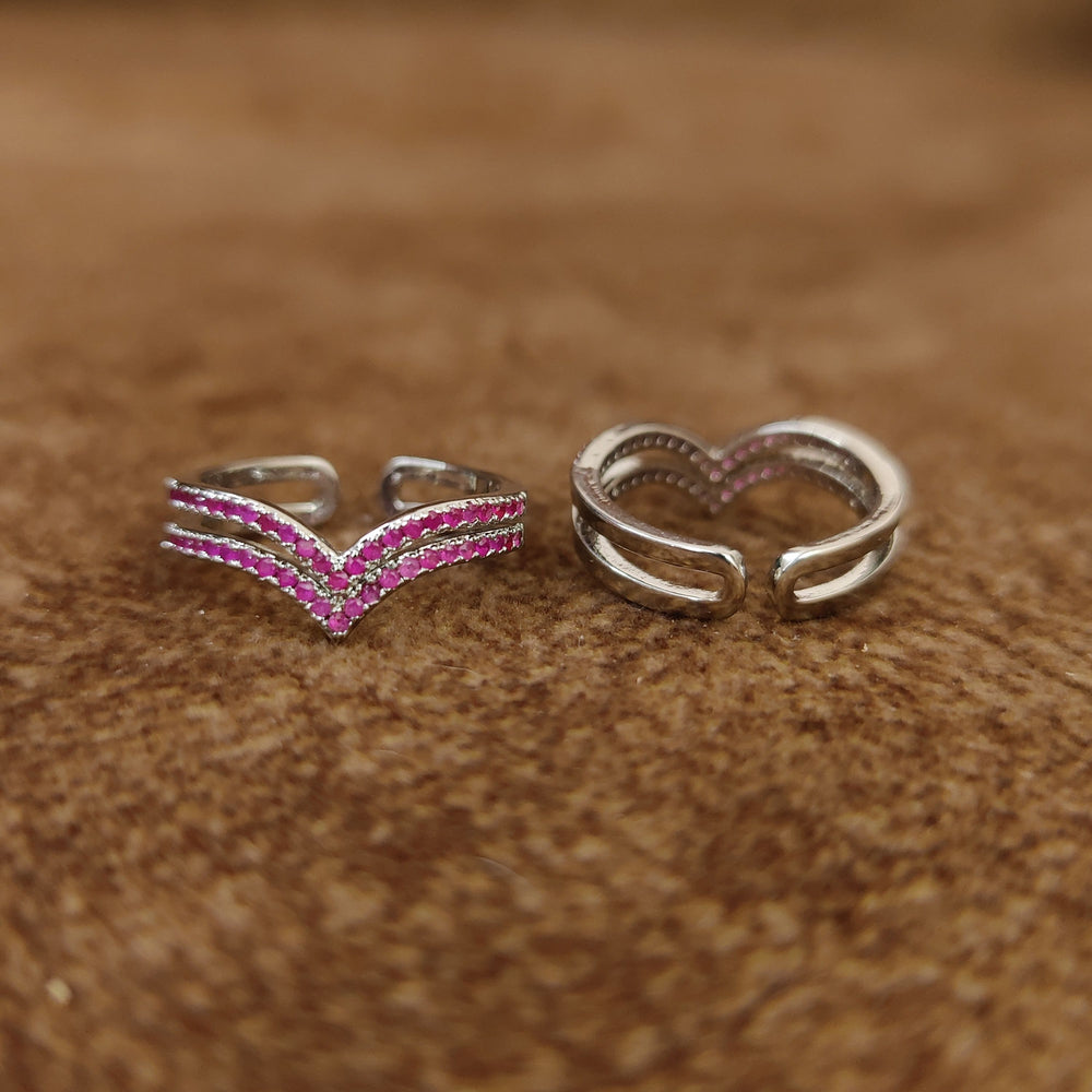 SILVER PLATED RUBY MICRO SETTING FINE TOE RINGS