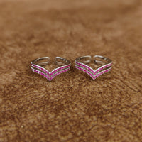 SILVER PLATED RUBY MICRO SETTING FINE TOE RINGS 3
