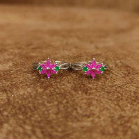 SILVER PLATED RUBY & EMERALD FINE TOE RINGS 3