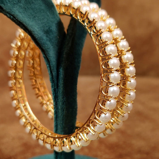 SINGLE LINE SEMI-PRECIOUS PEARL BANGLES