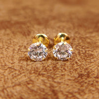 SOLITAIRE LOOK GOLD PLATED 925 SWAROWSKI CZ STUDS 8