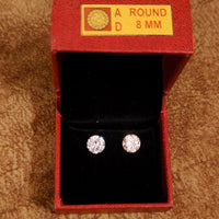 SOLITAIRE LOOK GOLD PLATED 925 SWAROWSKI CZ STUDS 5