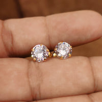 SOLITAIRE LOOK GOLD PLATED 925 SWAROWSKI CZ STUDS 4