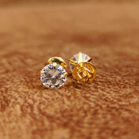 SOLITAIRE LOOK GOLD PLATED 925 SWAROWSKI CZ STUDS 3