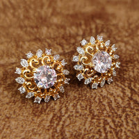 SOLITAIRE LOOK GOLD PLATED DIAMOND LOOK ALIKE STUDS 2