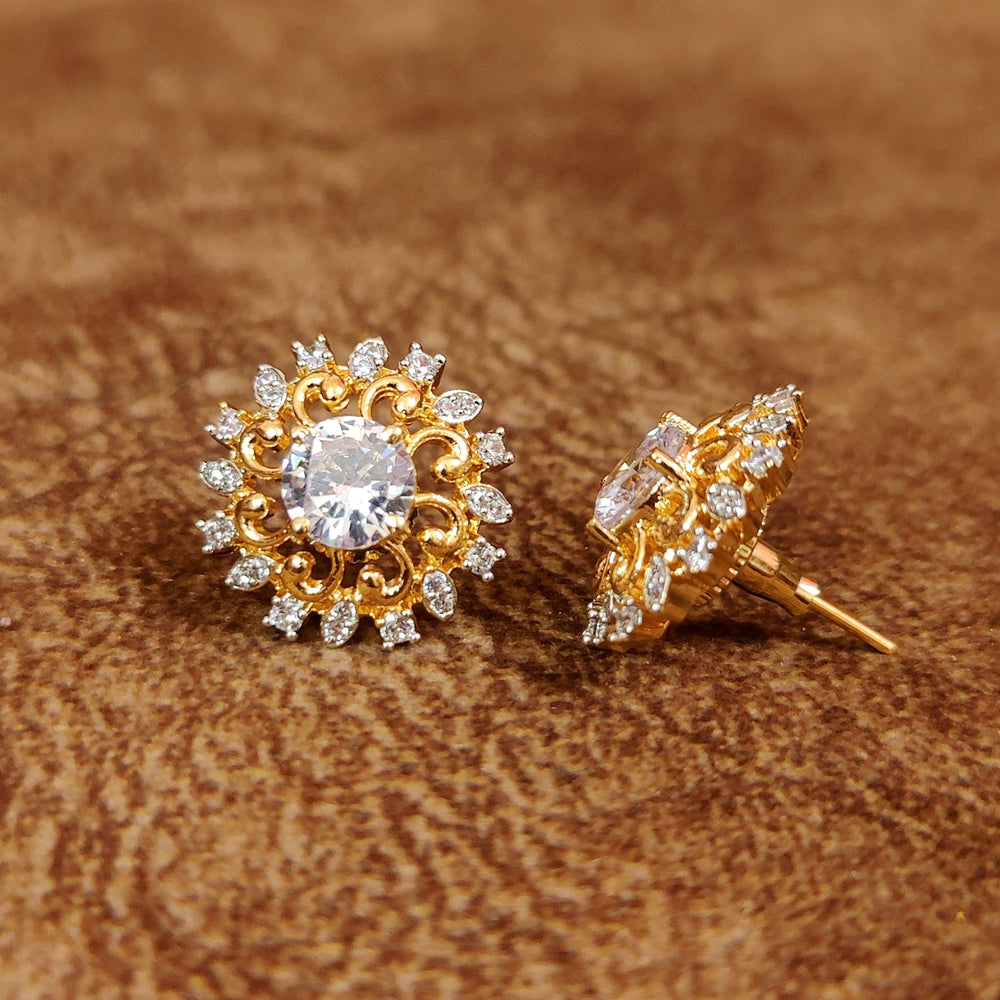 SOLITAIRE LOOK GOLD PLATED DIAMOND LOOK ALIKE STUDS