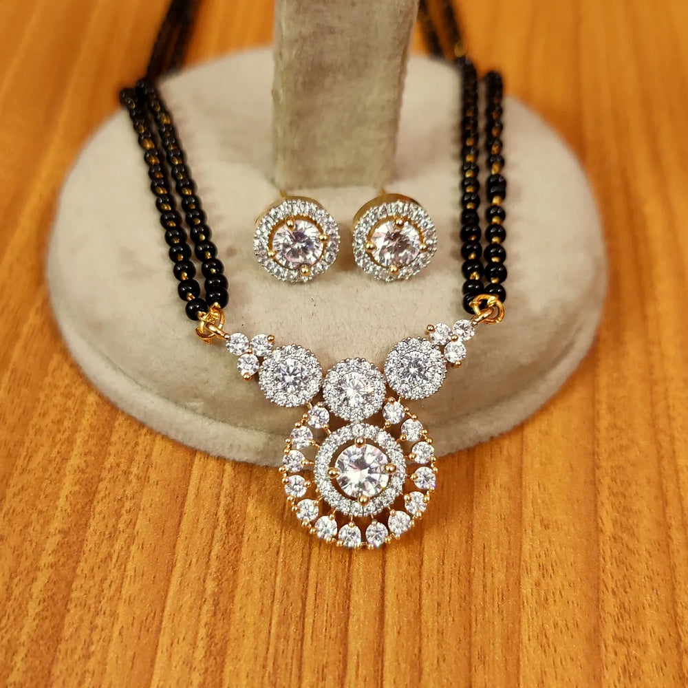 Jewelatoz Solitaire Look Signity Studded Diamond Pattern Mangalsutra