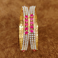 SPARKLING RUBY DIAMOND LOOK BANGLES 5