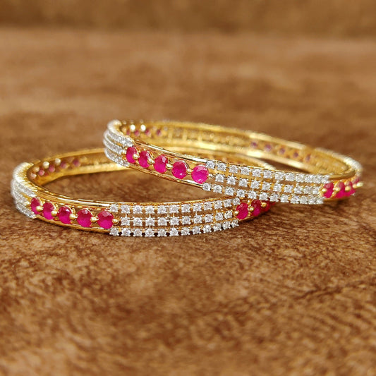 SPARKLING RUBY DIAMOND LOOK BANGLES