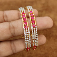SPARKLING RUBY DIAMOND LOOK BANGLES 3