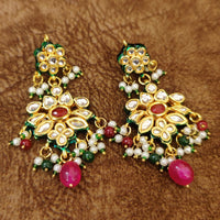 Sanvi Jewels Regal Kundan Meenakari Red Beaded Pendant Set 4