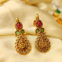 Temple Look Ruby Emerald Drop Kempu Style Necklace Set 3
