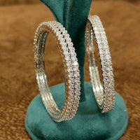 Eternal Sparkle Silver Finish Solitaire CZ Stone Bangles 5