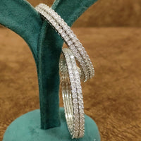 Eternal Sparkle Silver Finish Solitaire CZ Stone Bangles 1