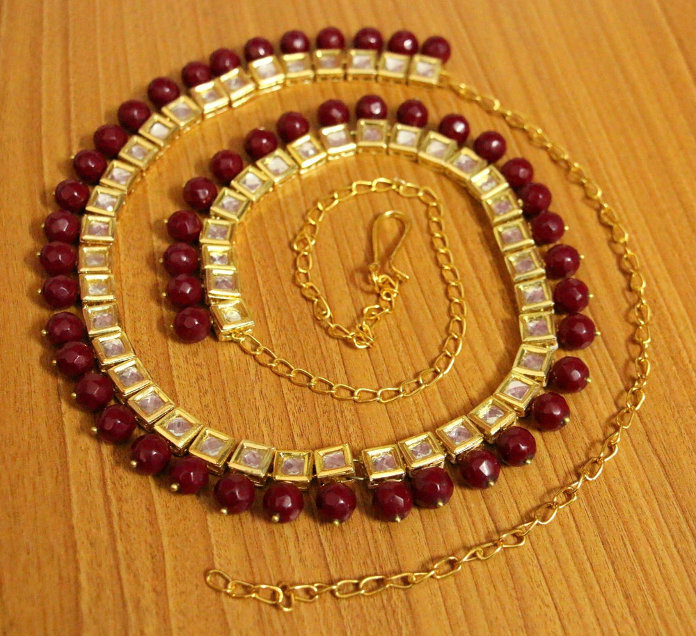 Kundan Meenakari Red Onyx Waistbelt