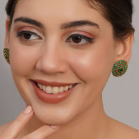 Emerald Look Round Shaped Fine Studs 5